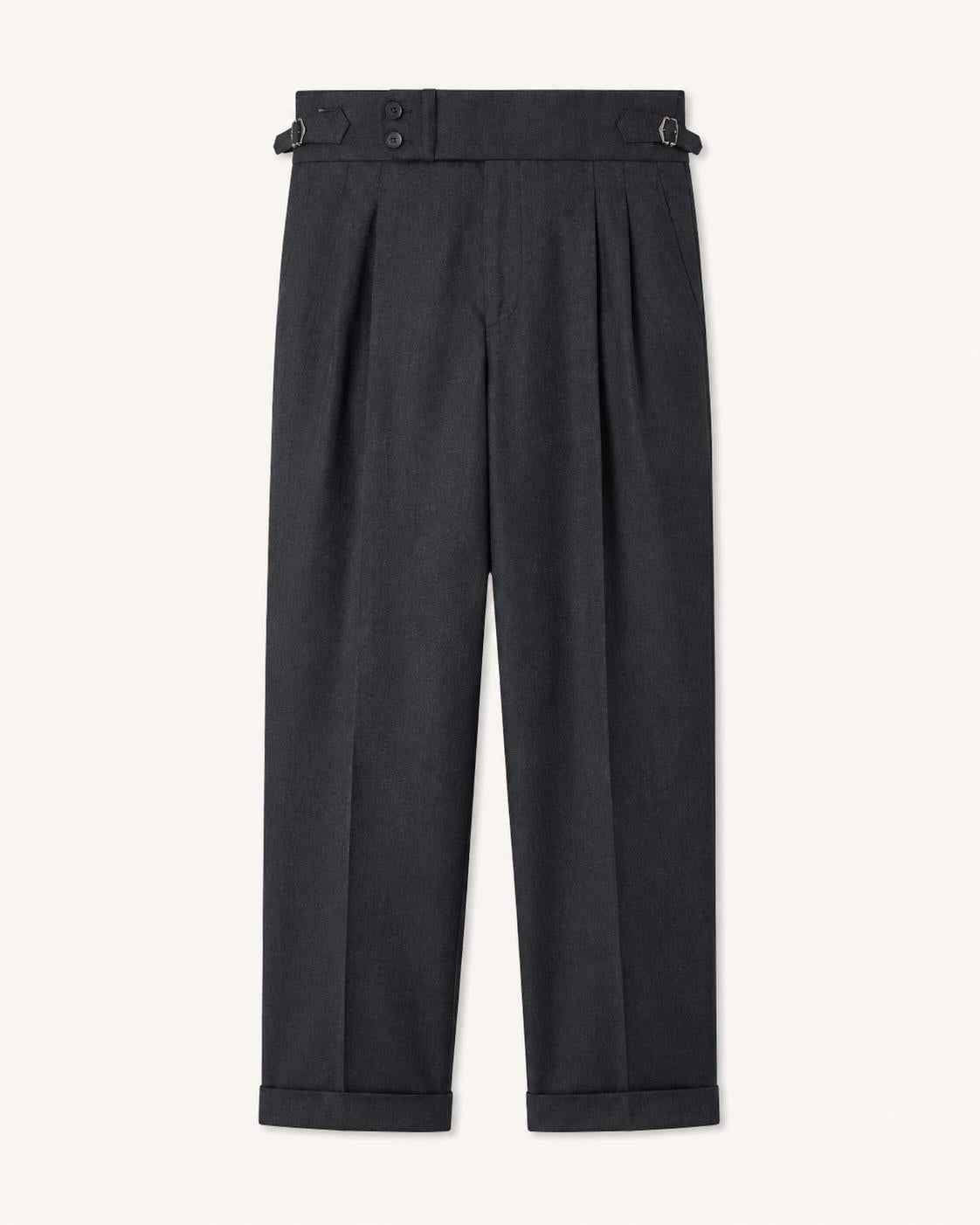 パンツ SIDE BUCKLE GRUKHA TROUSER - EUCALYPTUS Tailored Side Buckle Gurkha Pant - 2 Button Vintage Pants for Men