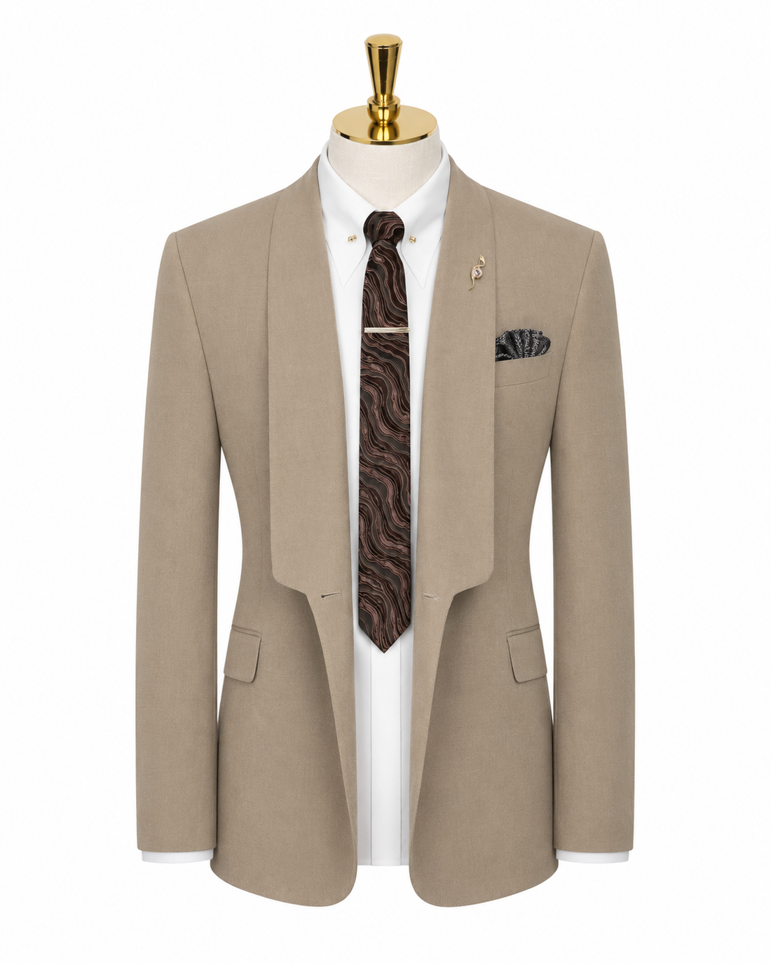 Beige Wedding Groom Suit