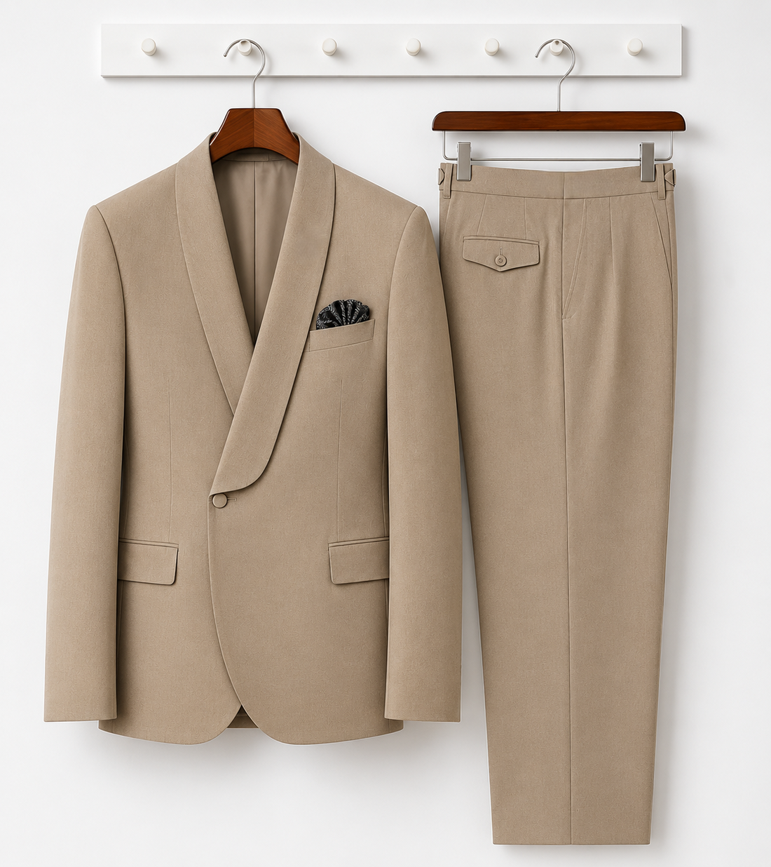 Beige Wedding Groom Suit