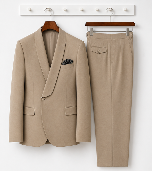 Beige Wedding Groom Suit