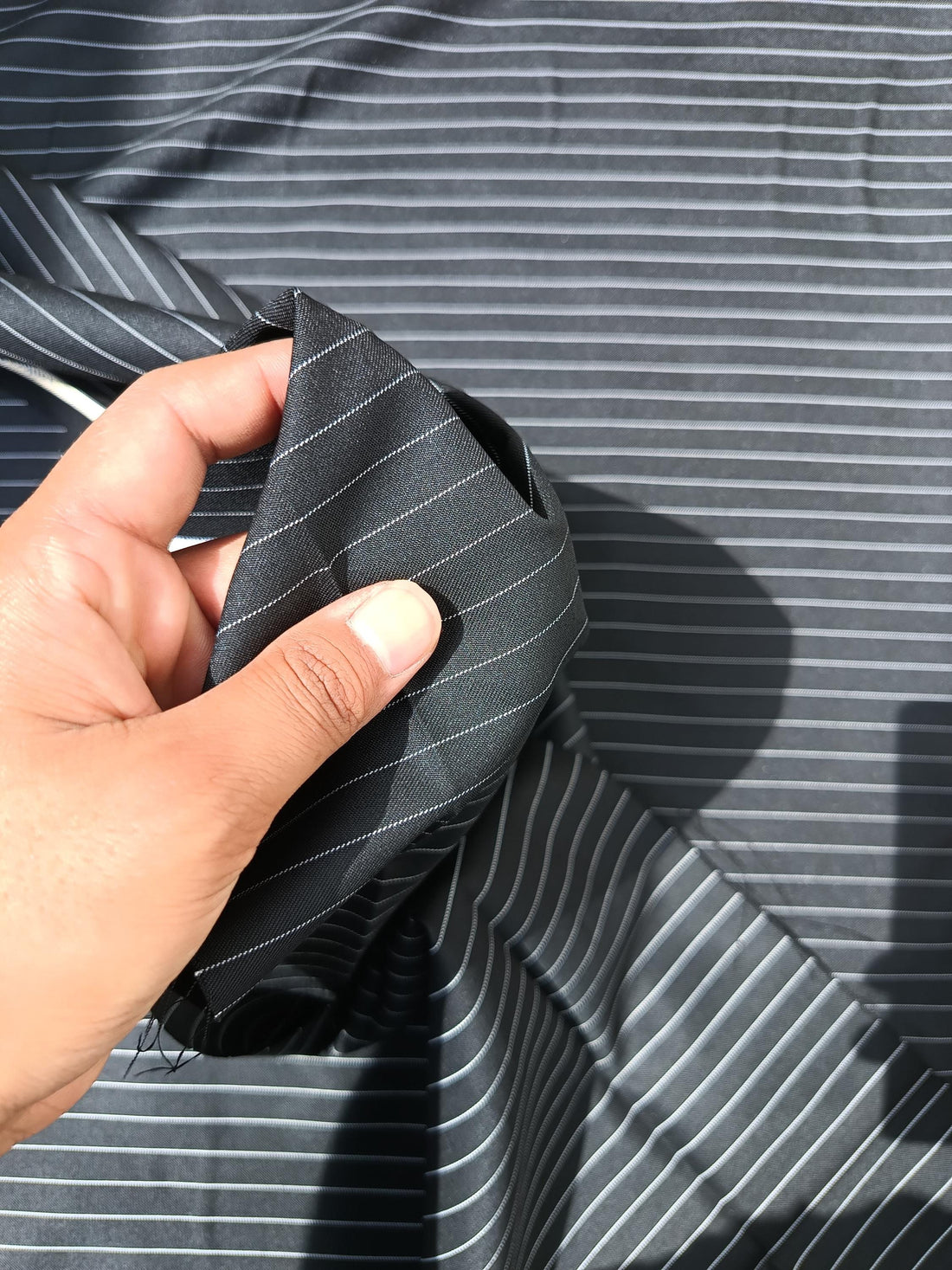 Black Pinstripe Suiting Fabric