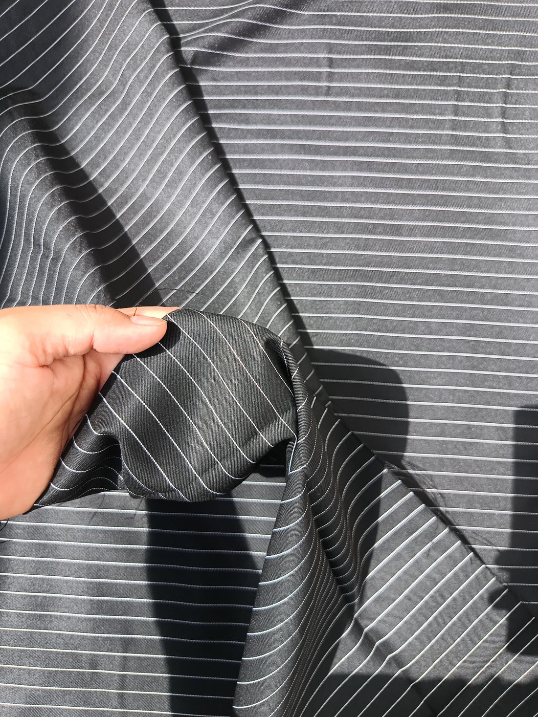 Black Pinstripe Suiting Fabric