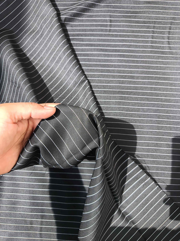 Black Pinstripe Suiting Fabric