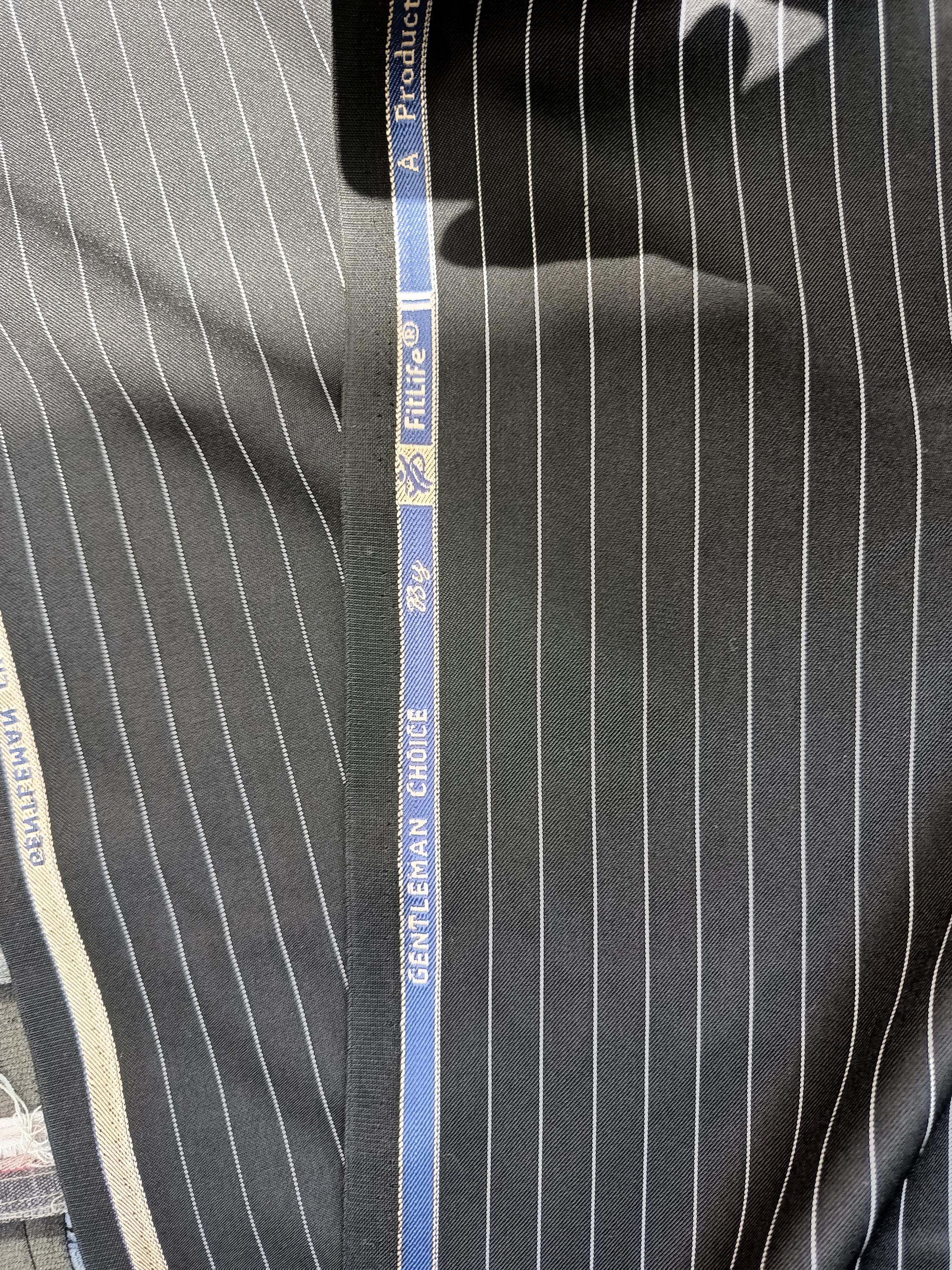 Black Pinstripe Suiting Fabric