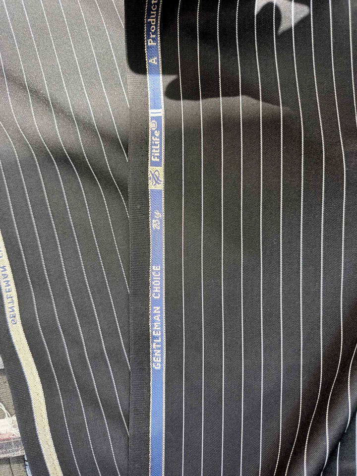 Black Pinstripe Suiting Fabric