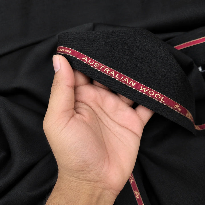 Black wool suiting fabric