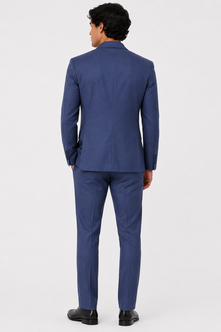 Custom Tailored Slate Blue Travel Suit for Men | Football-Inspired Luxury Tailoring