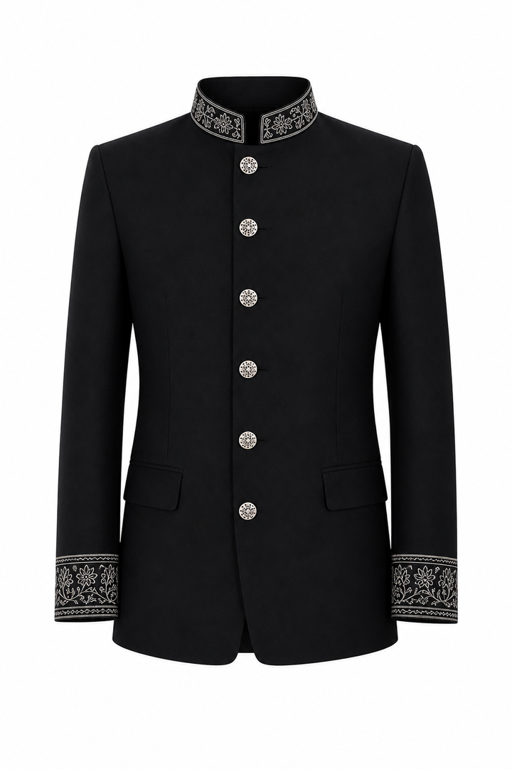 Embroidered Mandarin Suit