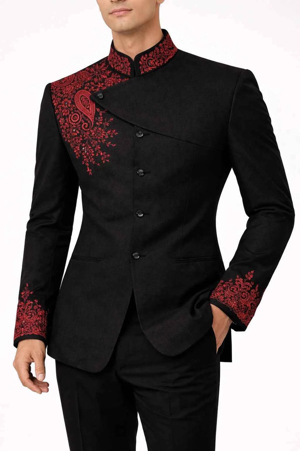 Royal Embroidered Mandarin Suit