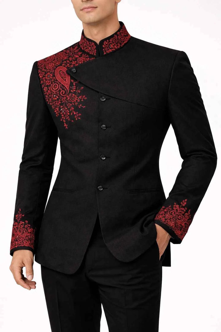 Royal Embroidered Mandarin Suit