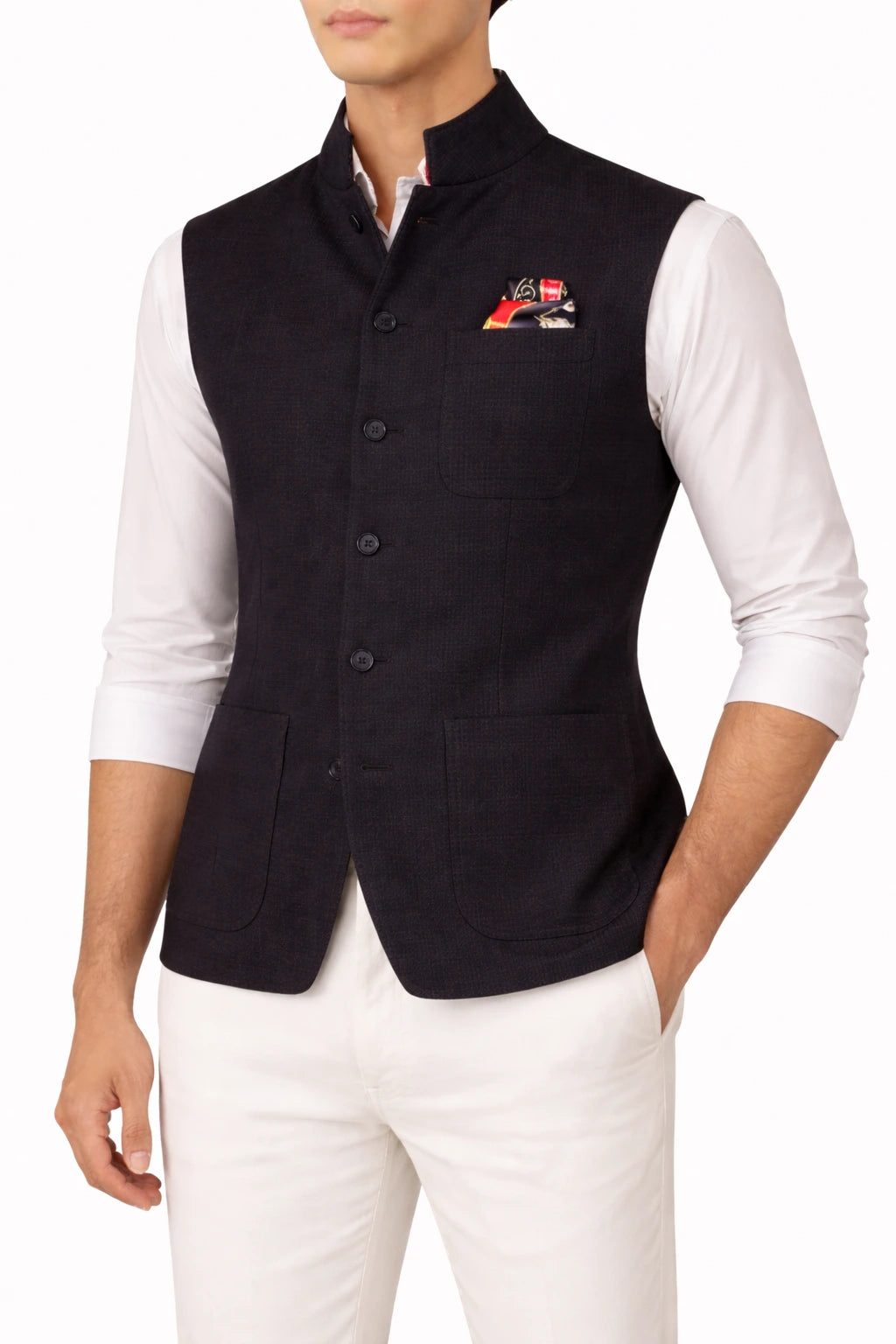 Mandarin Collar Nehru Jacket