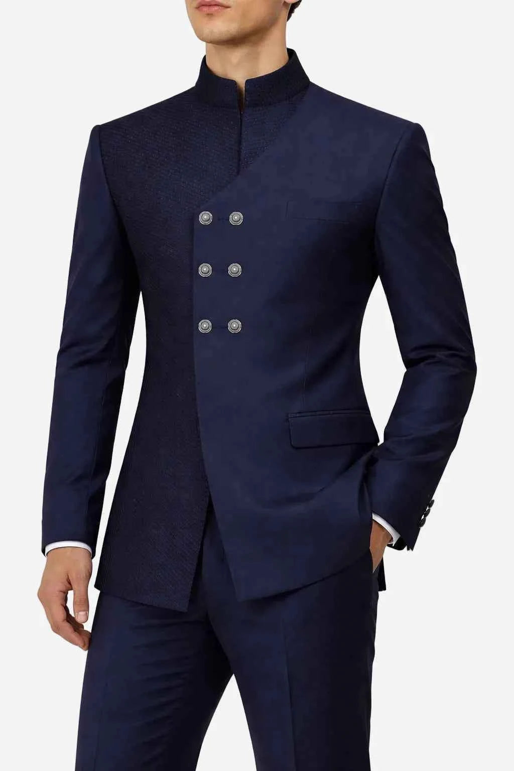 Textured Mandarin Suit