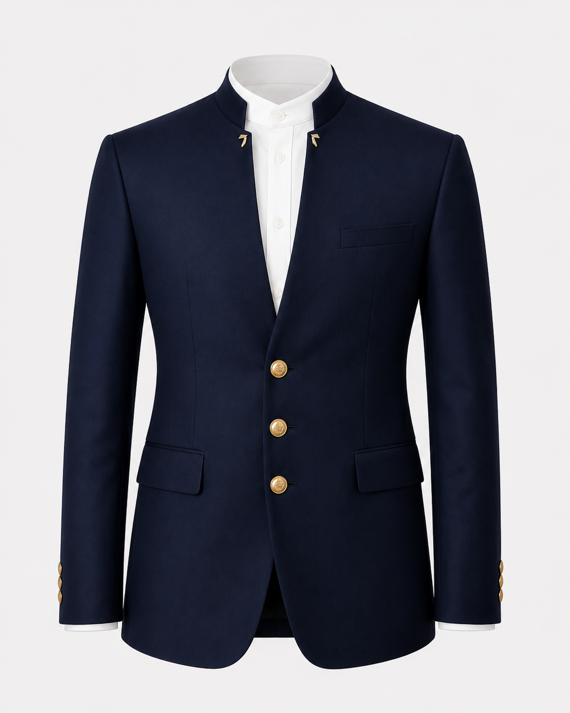 Navy Style Mandarin Suit