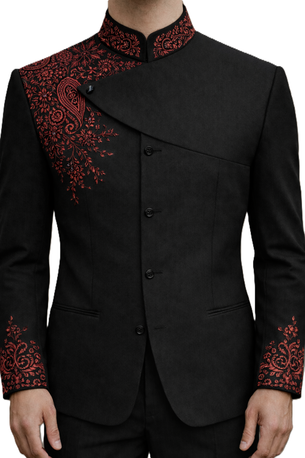 Royal Embroidered Mandarin Suit