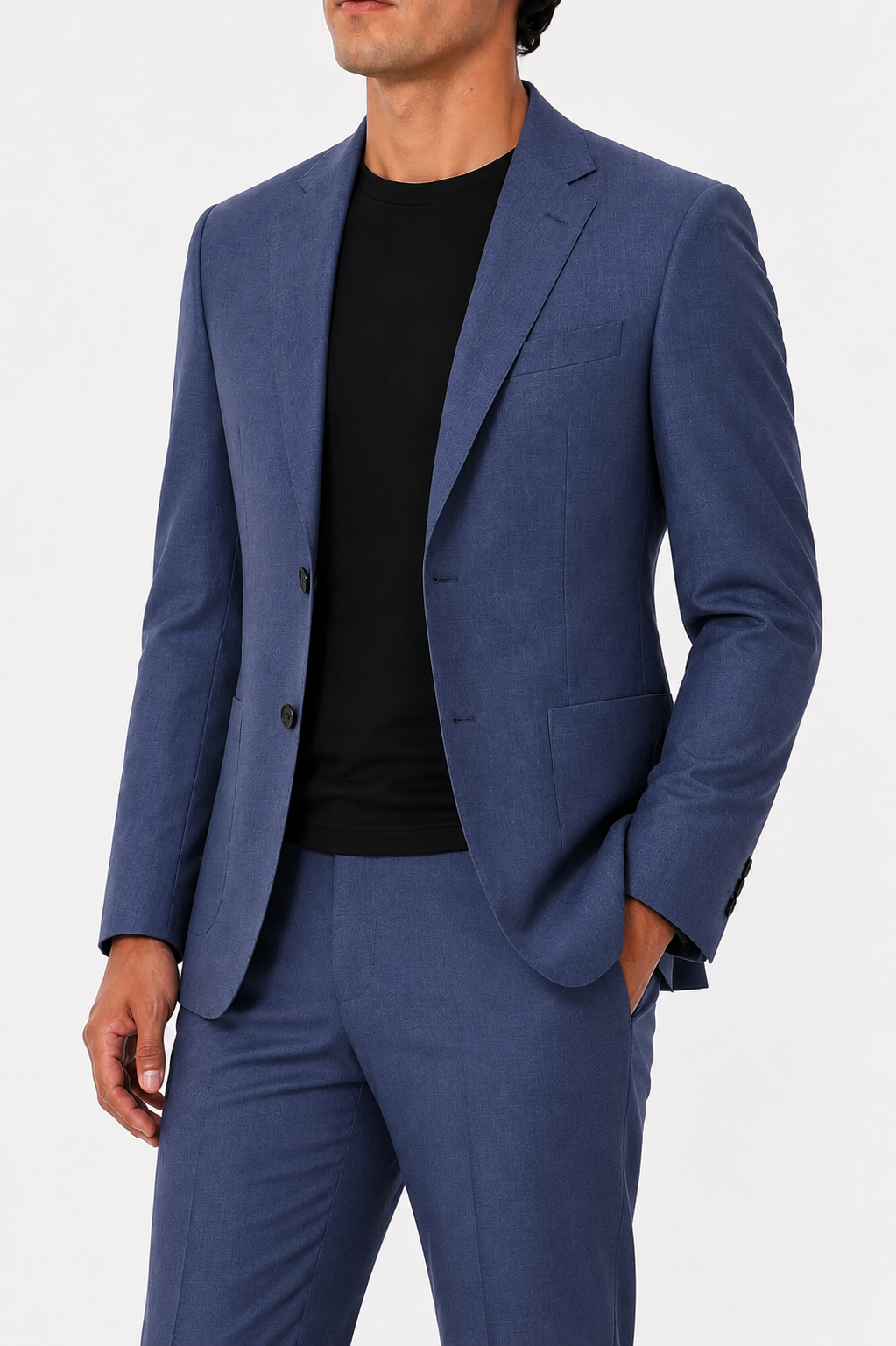 Custom Tailored Slate Blue Travel Suit for Men | Football-Inspired Luxury Tailoring