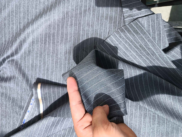 Gray Pinstripe Suiting Fabric