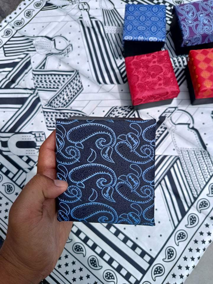 Navy Blue Paisley Tie Set