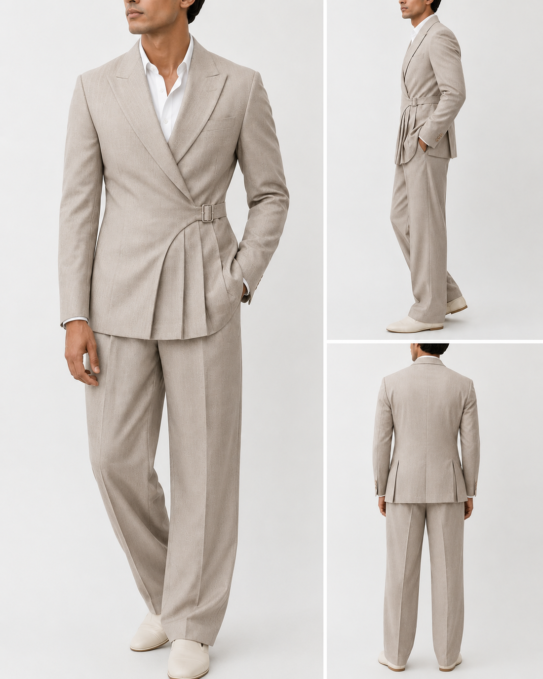 Belted Wedding Groom Suit
