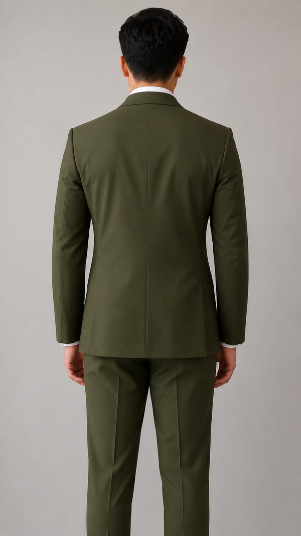 Olive Green 6x1 Double Breasted Suit