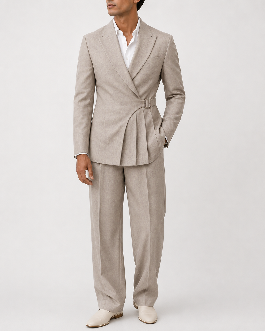 Belted Wedding Groom Suit