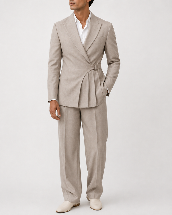 Belted Wedding Groom Suit