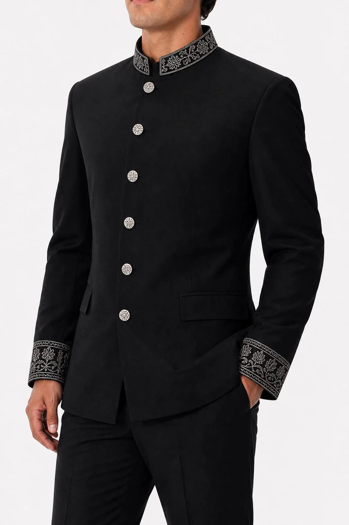 Embroidered Mandarin Suit