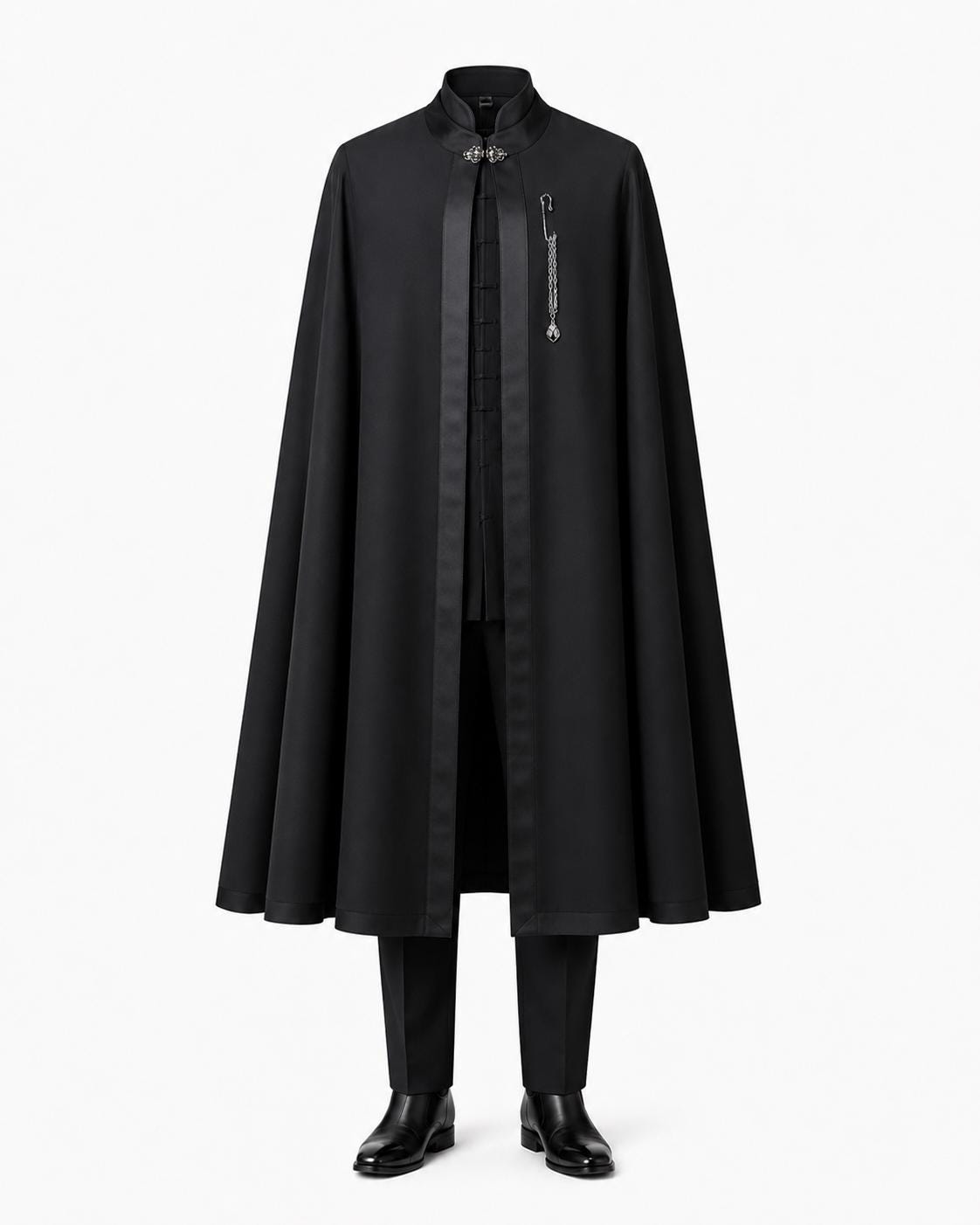 Formal Mandarin Suit With Cape