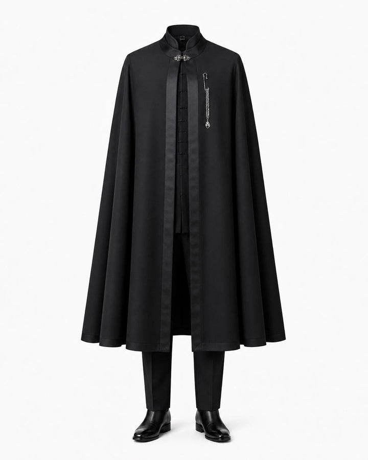 Formal Mandarin Suit With Cape