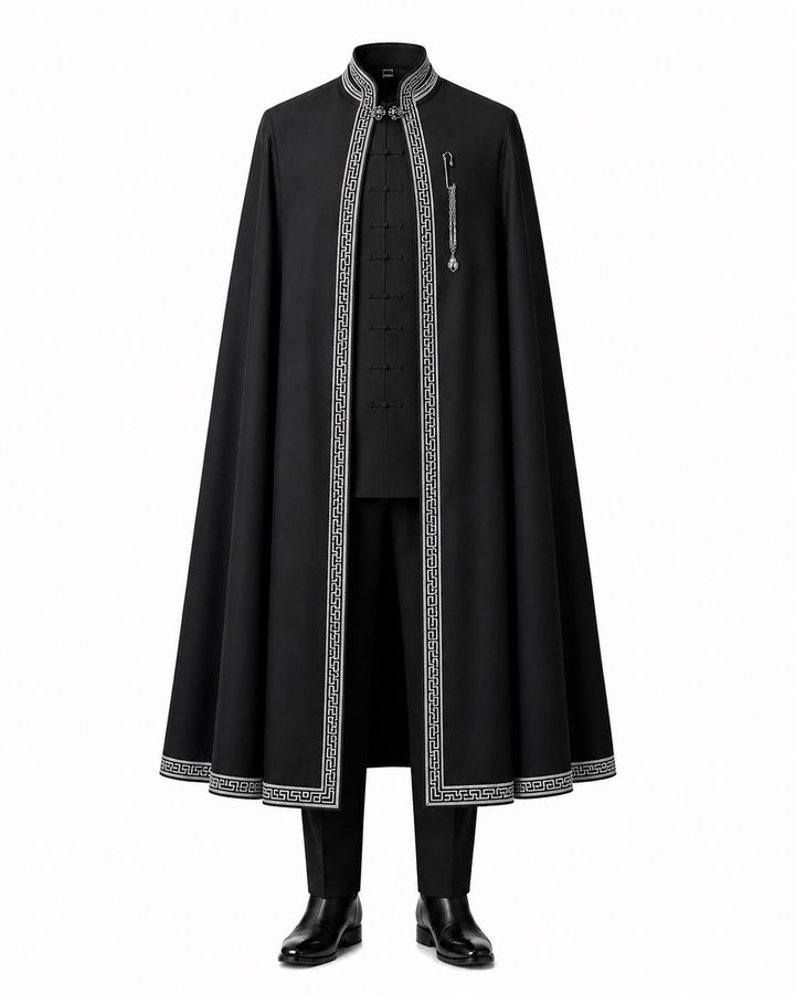 Wedding Mandarin Suit With Cape