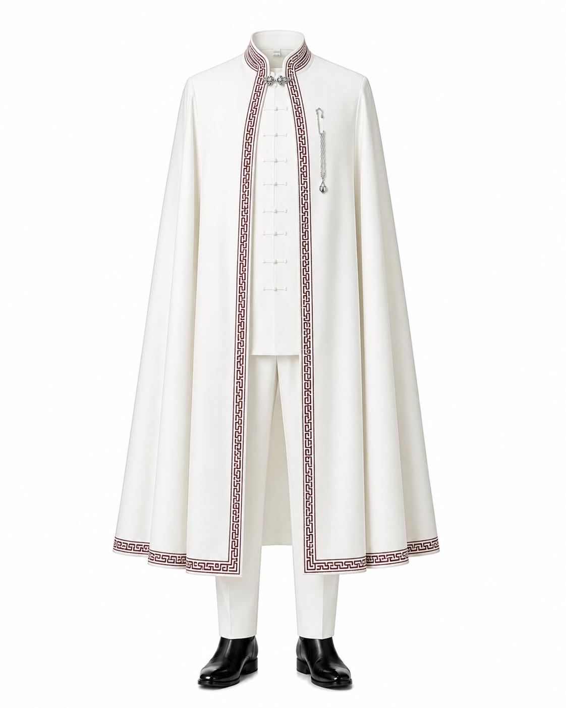 Wedding Mandarin Suit With Cape