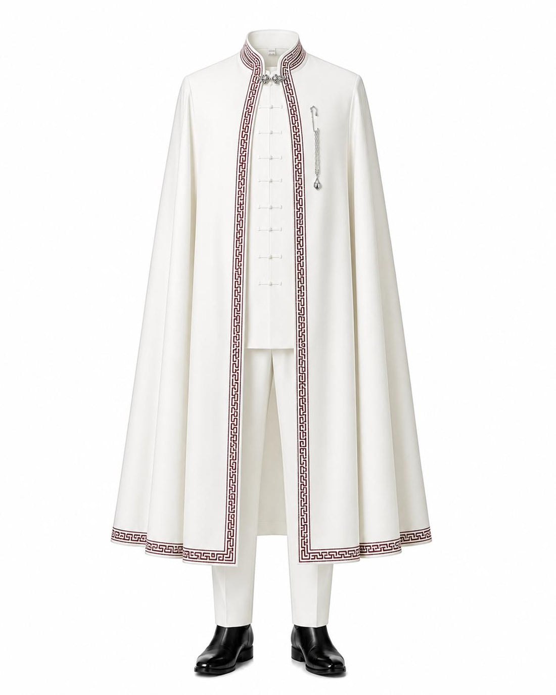 Wedding Mandarin Suit With Cape
