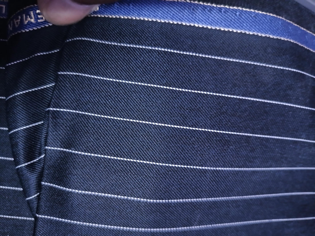Navy Blue Pinstripe Suiting Fabric
